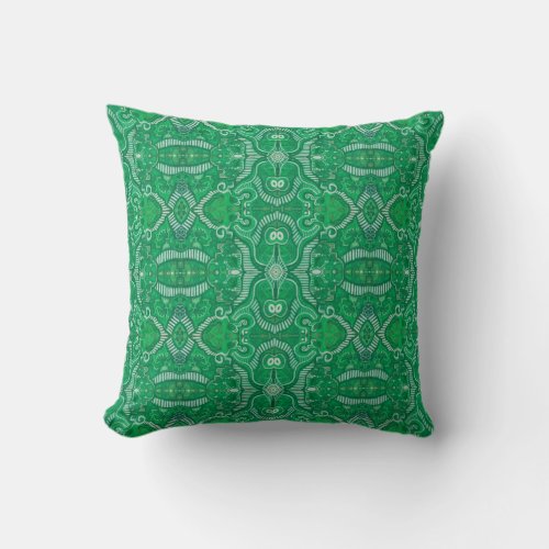 Apple Stripe Bohemian Boho Arabesque Pattern Green Throw Pillow