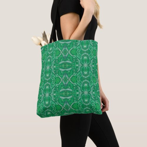 Apple Stripe Bohemian Boho Arabesque Pattern Green Tote Bag