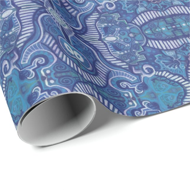 Apple Stripe Bohemian Boho Arabesque Pattern Green Wrapping Paper (Roll Corner)