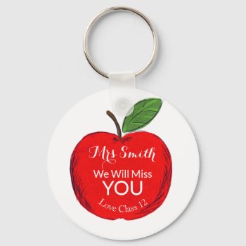 Apple Teacher Add Your Own Message Key Ring by GenerationIns at Zazzle