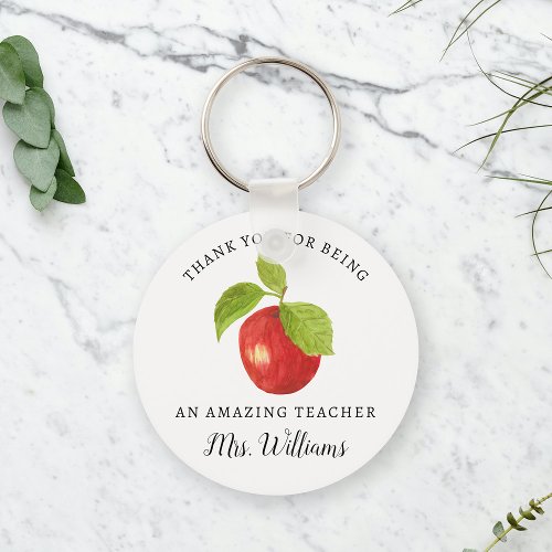 Apple Teacher Appreciation Name Keychain Gift