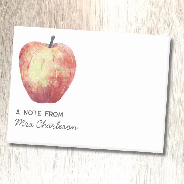 Apple Teacher Appreciation Personalized Post-it Notes (Fun watercolor apple personalized teacher appreciation post it notes)