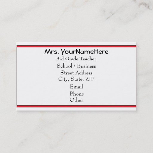 Customizable Apple Teacher Business Card