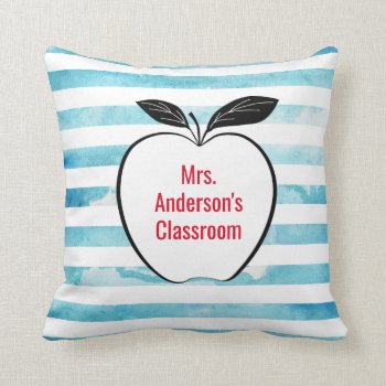 Apple Teacher Classroom Watercolor Throw Pillow by daisylin712 at Zazzle