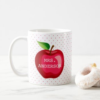 Apple Teacher Gift Personalized Polka Dots Coffee Mug by PrintablePretty at Zazzle