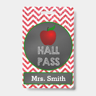 Apple Teacher Hall Pass for Classroom Badge