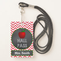 Apple Teacher Hall Pass for Classroom Badge