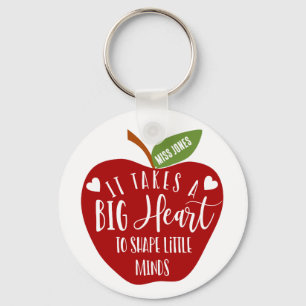 Apple Teacher Keychain, It Takes a Big Heart to  Keychain