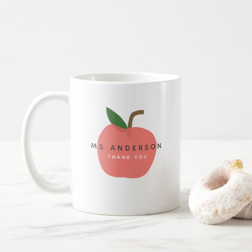 Apple Teacher  Modern Name Thank You Cute Fun Coffee Mug