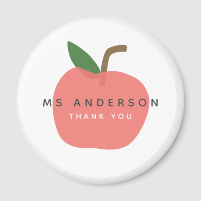 Apple Teacher | Modern Name Thank You Cute Fun Magnet