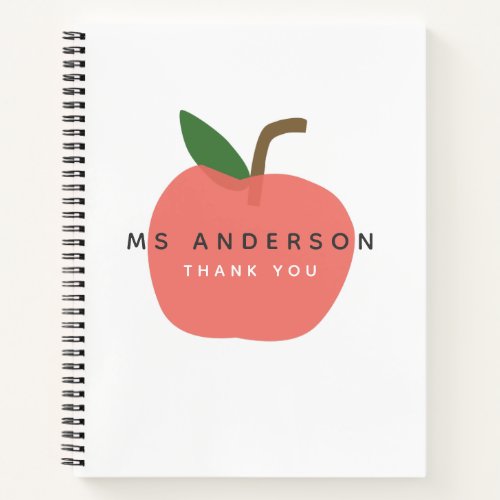 Apple Teacher  Modern Name Thank You Cute Fun Notebook