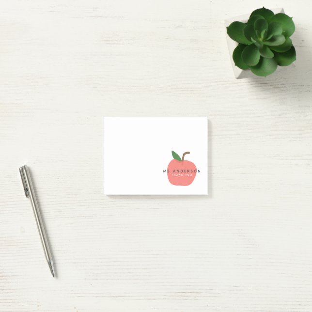 Apple Teacher | Modern Name Thank You Cute Fun Post-it Notes (Office)