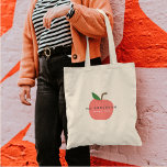 Apple Teacher | Modern Name Thank You Tote Bag<br><div class="desc">A simple, stylish, vibrant apple fruit graphic design badge in a fun, trendy, scandinavian minimalist style in shades or red pink and green which can be easily personalized with your teachers name by replacing "Ms Anderson" and a tagline replacing "Thank you" to make a truly unique thank you gift for...</div>