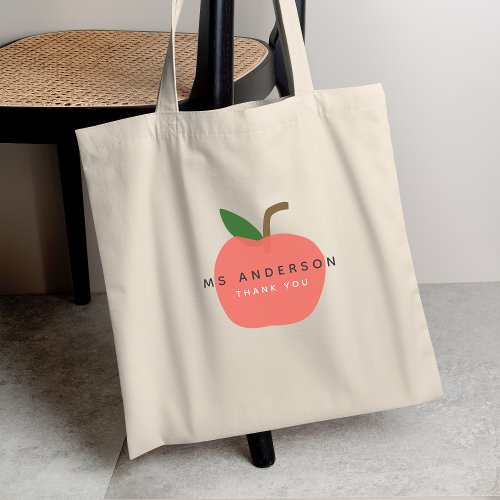 Apple Teacher  Modern Name Thank You Tote Bag