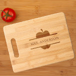 Apple Teacher Monogram Name from Student Cutting Board<br><div class="desc">This design may be personalized in the area provided by changing the photo and/or text. Or it can be customized by clicking Personalize this Template and then choosing the click to customize further option and delete or change the color of the background, add text, change the text color or style,...</div>