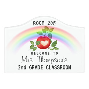 Apple Teacher Personalized Classroom Welcome Door Sign