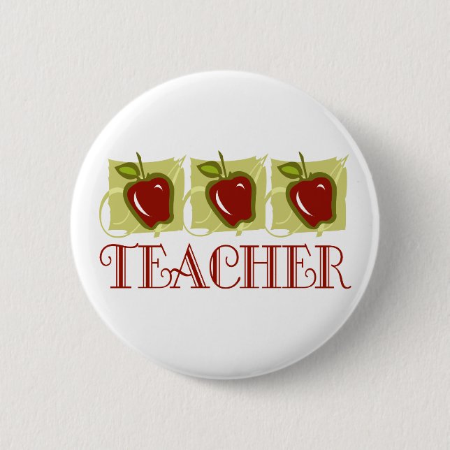 Apple Teacher School Gift Pinback Button (Front)