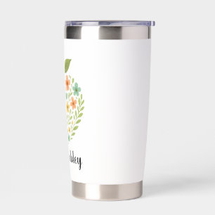 Apple Teacher Tumbler Personalized Floral Apple