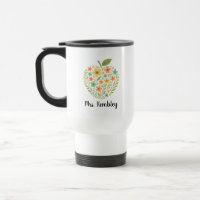 Apple Teacher Tumbler Personalized Floral Apple
