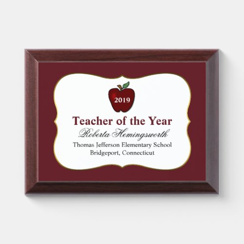 Apple Teachers Award Plaque