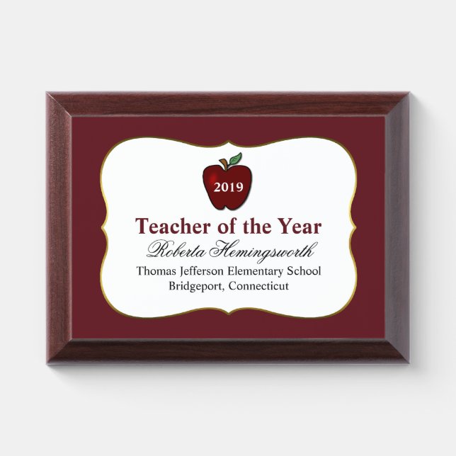 Apple Teachers Award Plaque (Horizontal)
