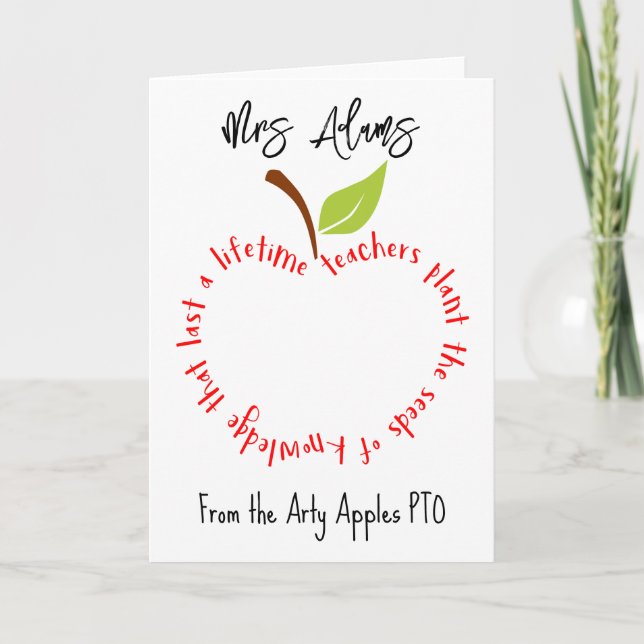 Apple thank you for helping us grow teacher card (Front)