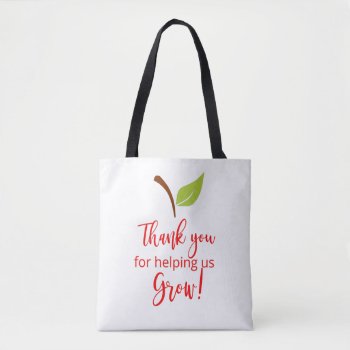 Apple Thank You For Helping Us Grow Teacher Tote Bag by GenerationIns at Zazzle