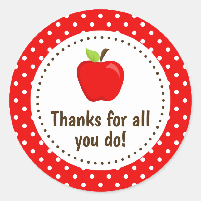 Apple Thank You Teacher Appreciation Red Spots Cla Classic Round ...