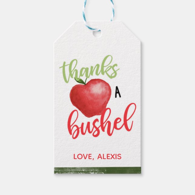 Apple Thanks a Bushel Favor Tag (Front)