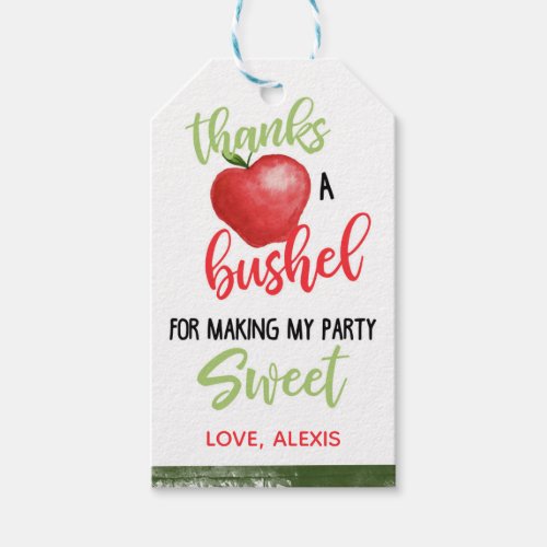Apple Thanks a Bushel Favor Tag_Making Party Sweet Gift Tags