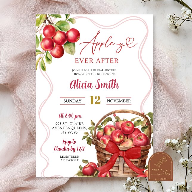 Apple Theme Red Gingham Bridal Shower Invitation (Creator Uploaded)