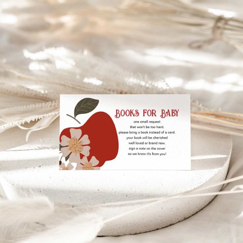Apple Themed Baby Shower Book Request Enclosure Card