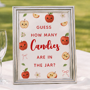 Apple Themed Baby Shower Guess How Many Candies Poster