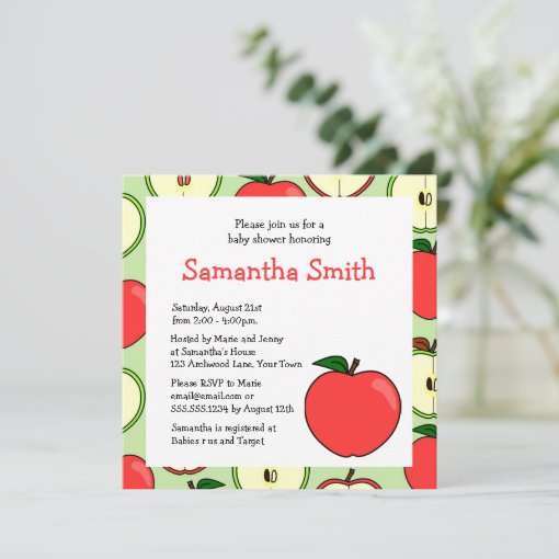 Apple Themed Baby Shower Invitation | Zazzle