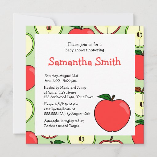 Apple Themed Baby Shower Invitation | Zazzle