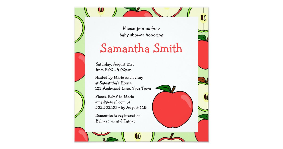 Apple Themed Baby Shower Invitation | Zazzle.com