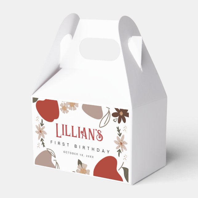 Apple Themed Birthday or Baby Shower Favor Boxes (Front Side)