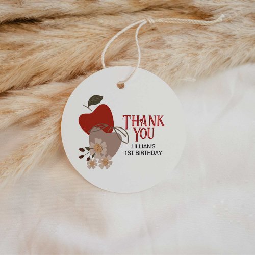 Apple Themed Birthday Thank You Favor Tags