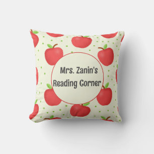 Apple-themed Teacher Appreciation Reading Corner Throw Pillow