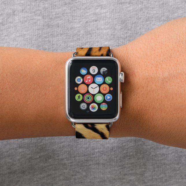 Apple tiger fur pattern animal watch band (In Situ)