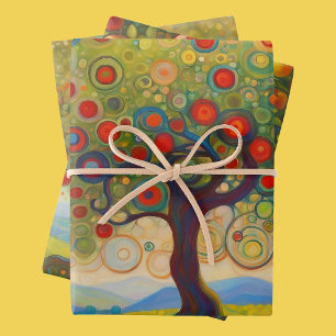 Apple Tree 3 Birthday Giftwrap Wrapping Paper Sheets
