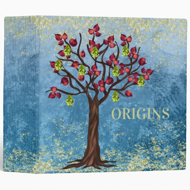 Apple Tree and Gem Leaf Family Tree Genealogy Bind 3 Ring Binder (Front/Spine)