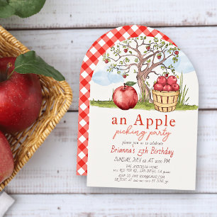 Apple Tree & Basket Apple Picking Birthday Party Invitation