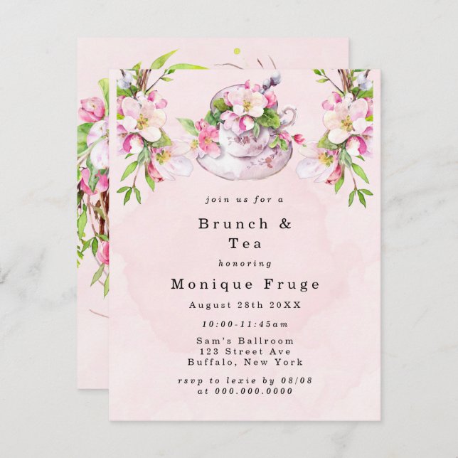 Apple Tree Blossoms Brunch and Tea Invitations (Front/Back)