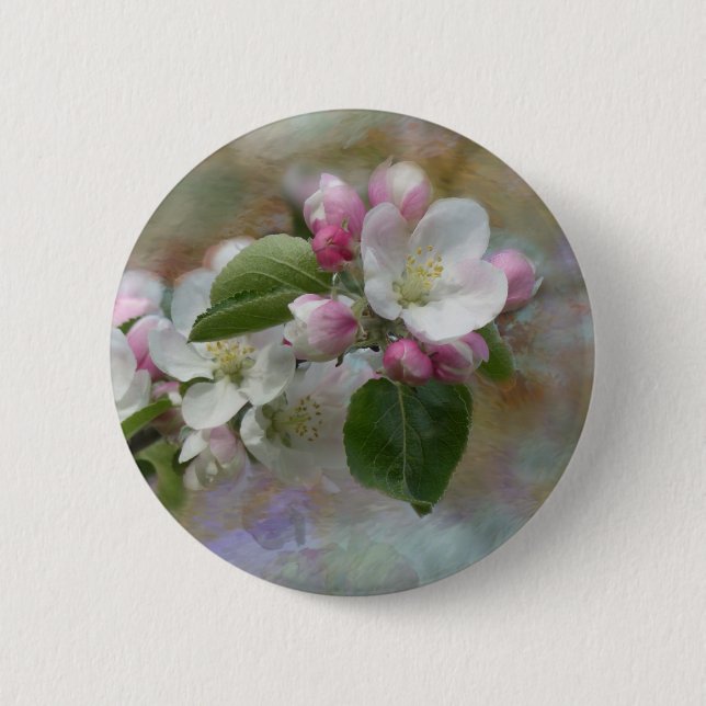 Apple Tree Blossoms Button (Front)