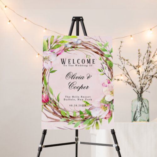 Apple Tree Blossoms Watercolor Wreath Wedding Foam Board