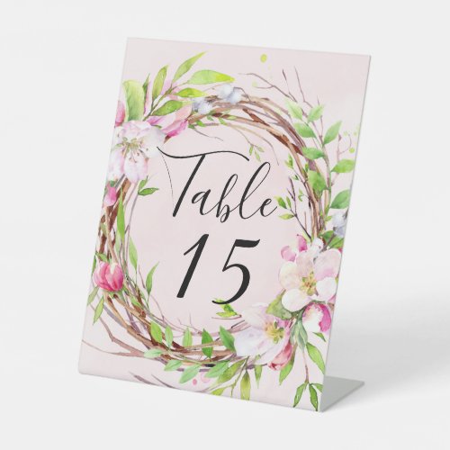 Apple Tree Blossoms Wedding Table Number Pedestal Sign