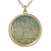 Apple Tree by Gustav Klimt, Vintage Art Nouveau Gold Plated Necklace
