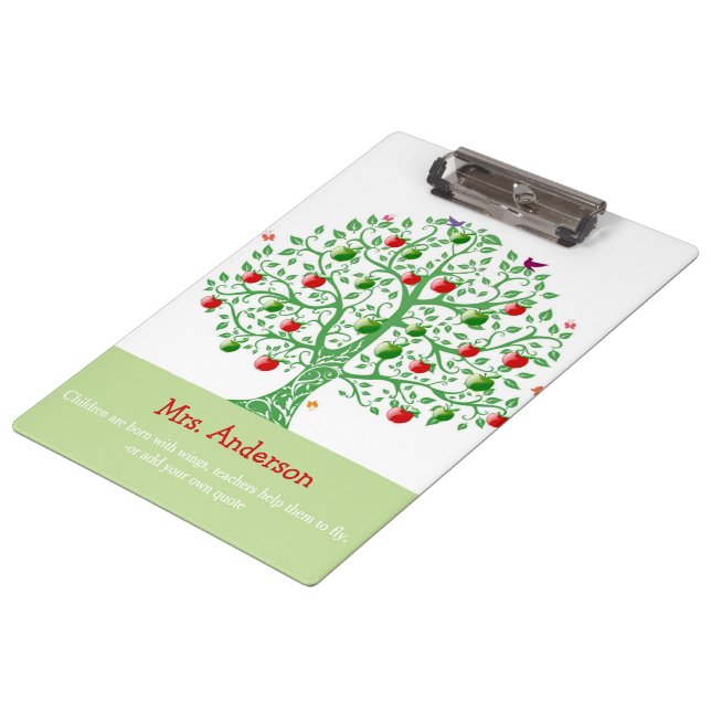 Apple Tree Custom Personalized Teacher Gift Clipboard (Angled)