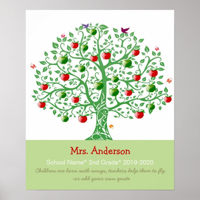Apple Tree Custom Personalized Teacher Gift Print (Front)